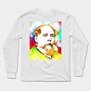 Charles Dickens Colourful Portrait | charlles dickens artwork 12 Long Sleeve T-Shirt